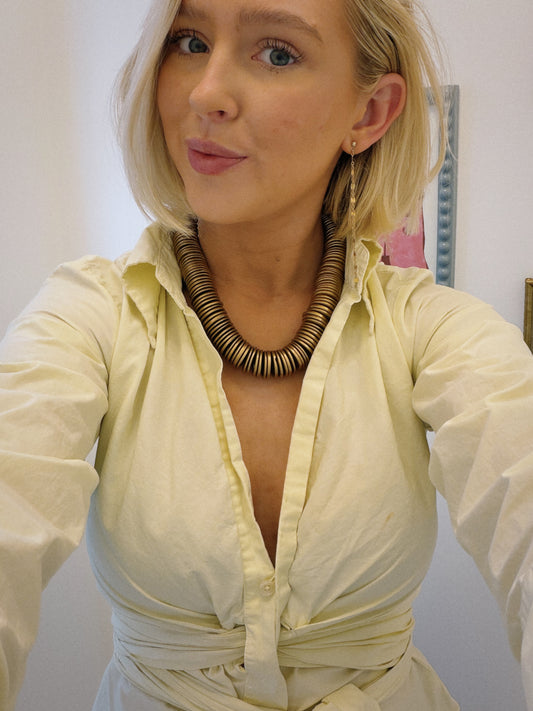 Wooden Necklace - Gold