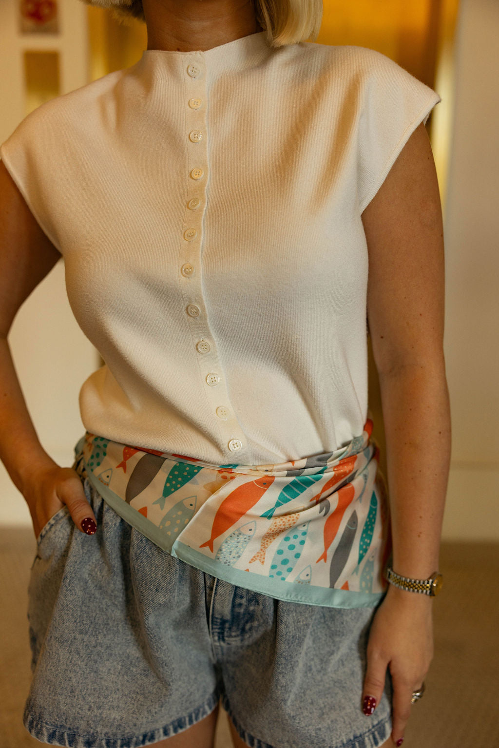 The Elle Cap Sleeve Button Up - Ivory