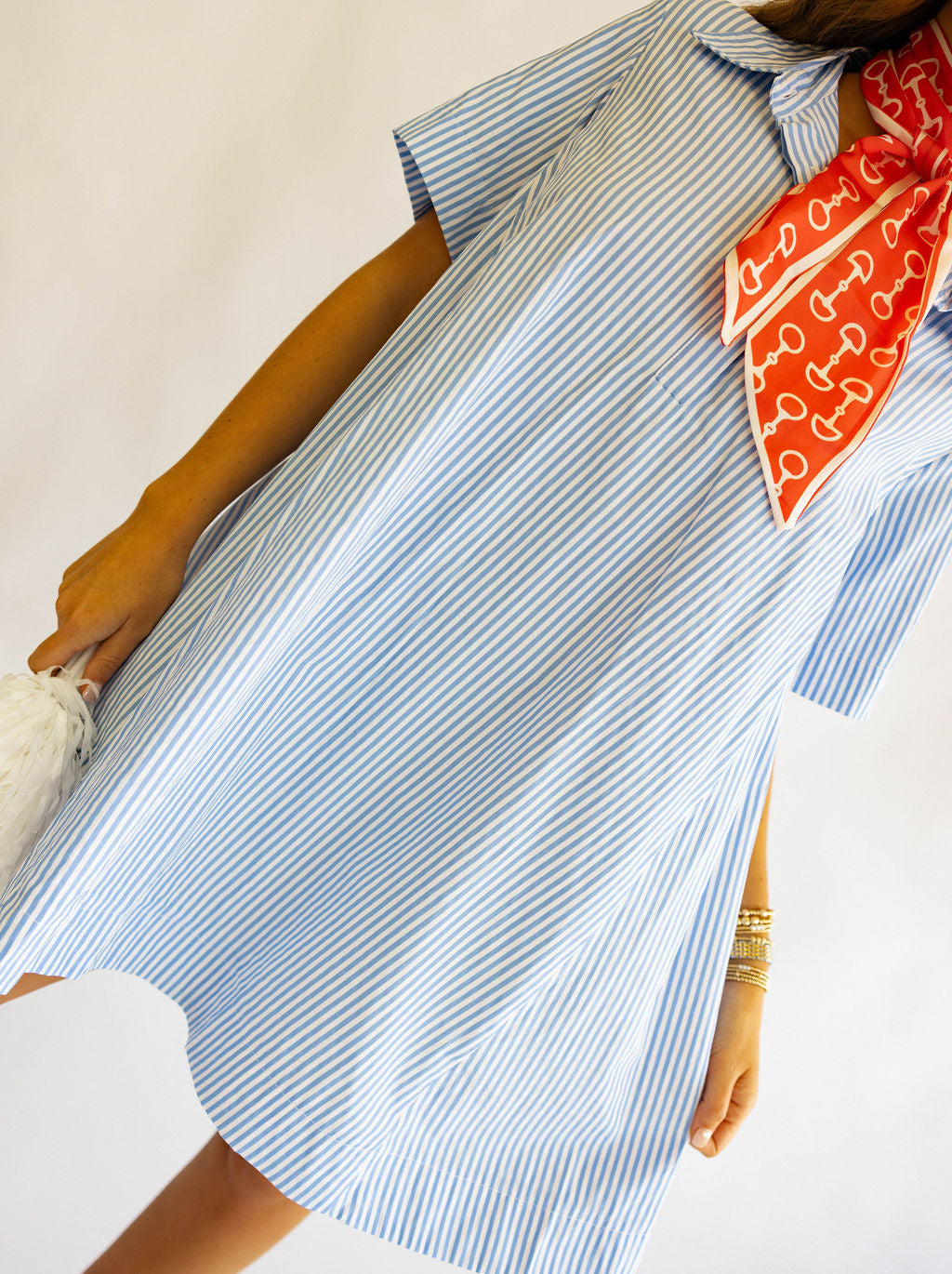 Game Day Classic Dress - Light Blue & White