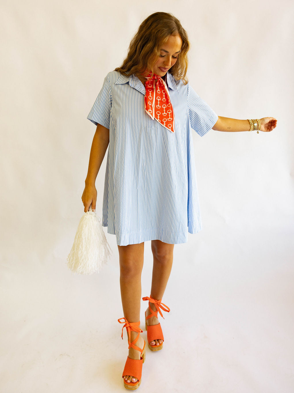 Game Day Classic Dress - Light Blue & White