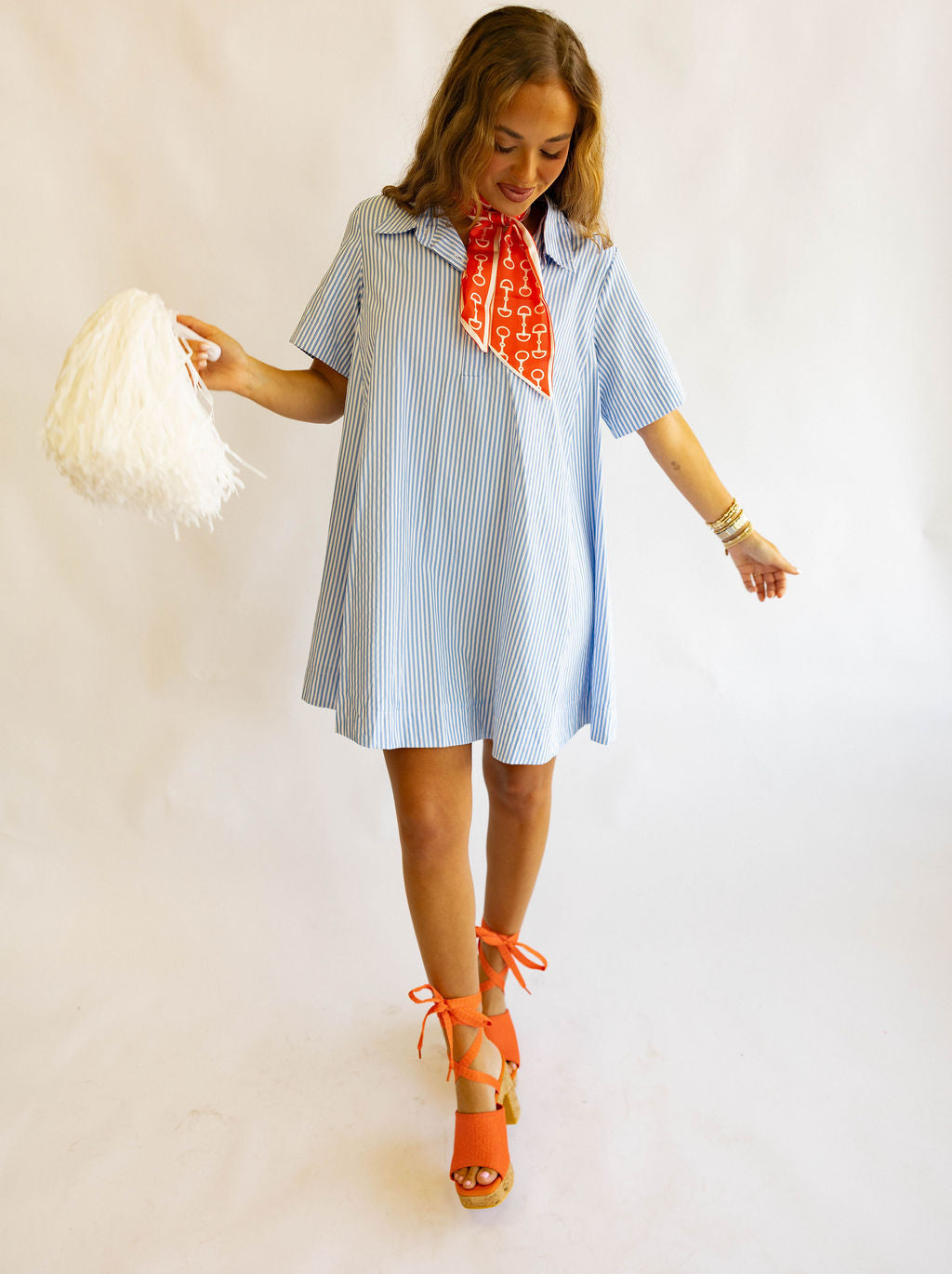 Game Day Classic Dress - Light Blue & White