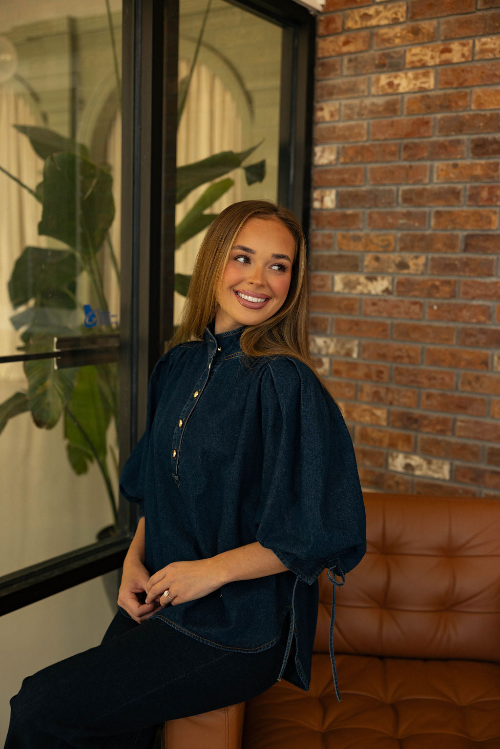 The Dark Denim Blouse