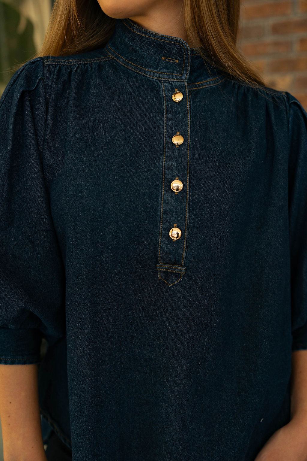 The Dark Denim Blouse