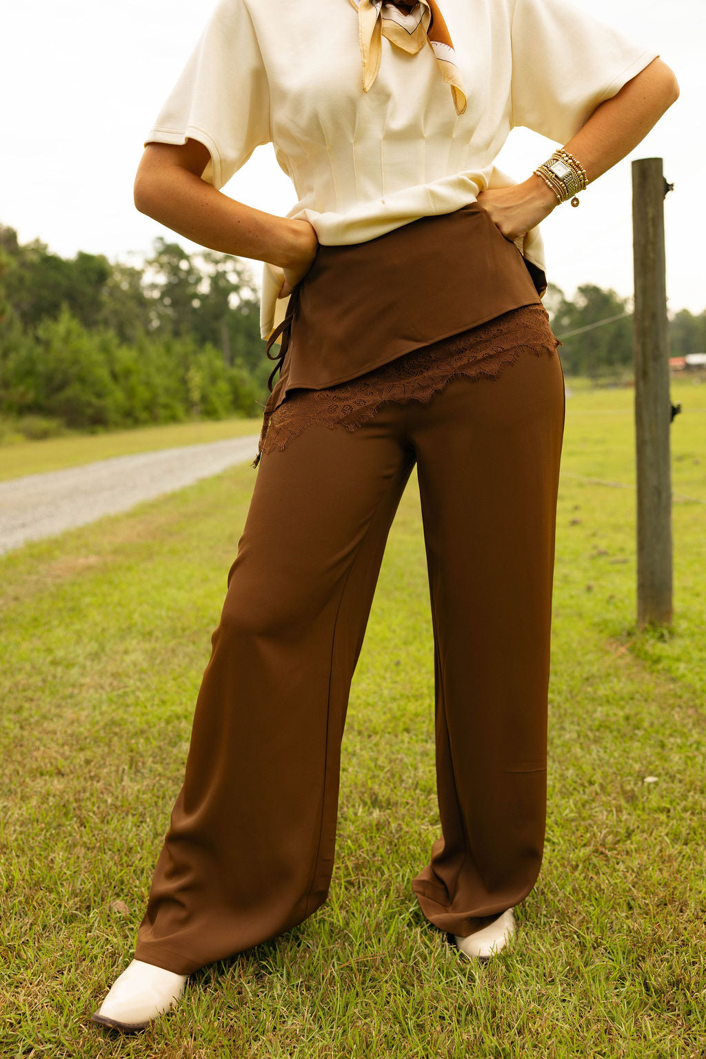 The Monroe Scarf Pants - Brown