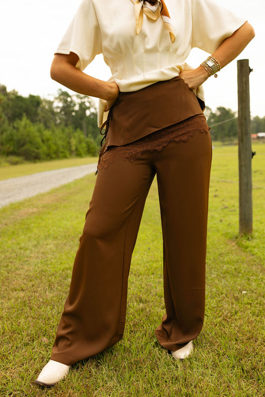 The Monroe Scarf Pants - Brown