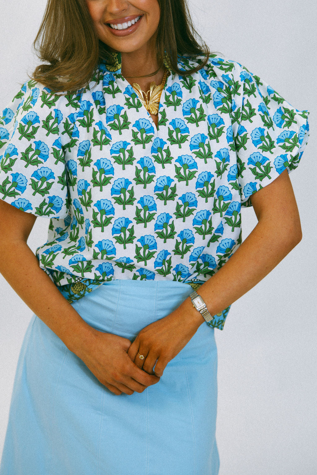 Fresh Bloom Blouse - Blue
