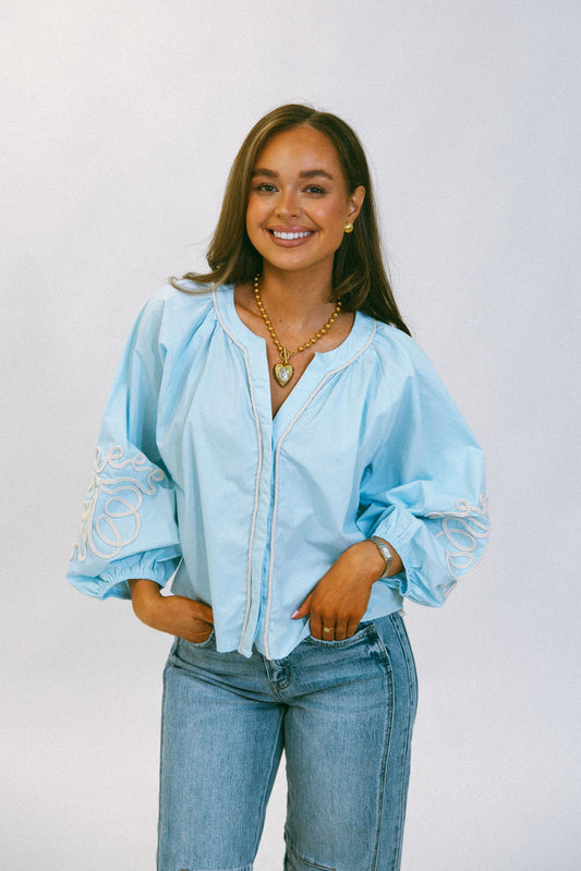 The Riviera Detail Top - Blue