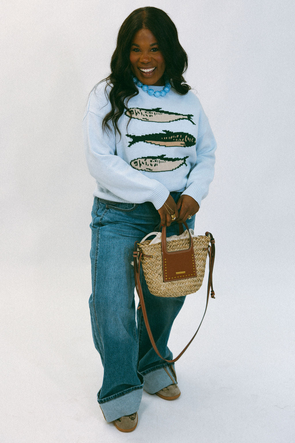Catch of The Day Sweater - Light Blue