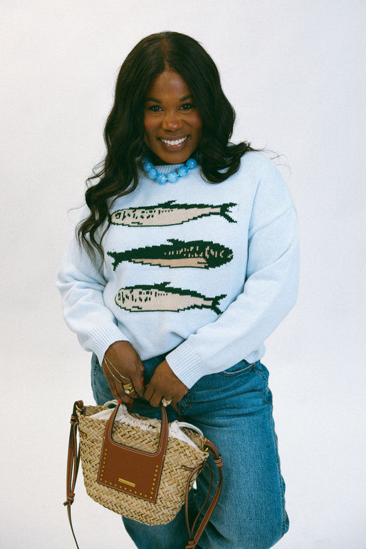 Catch of The Day Sweater - Light Blue