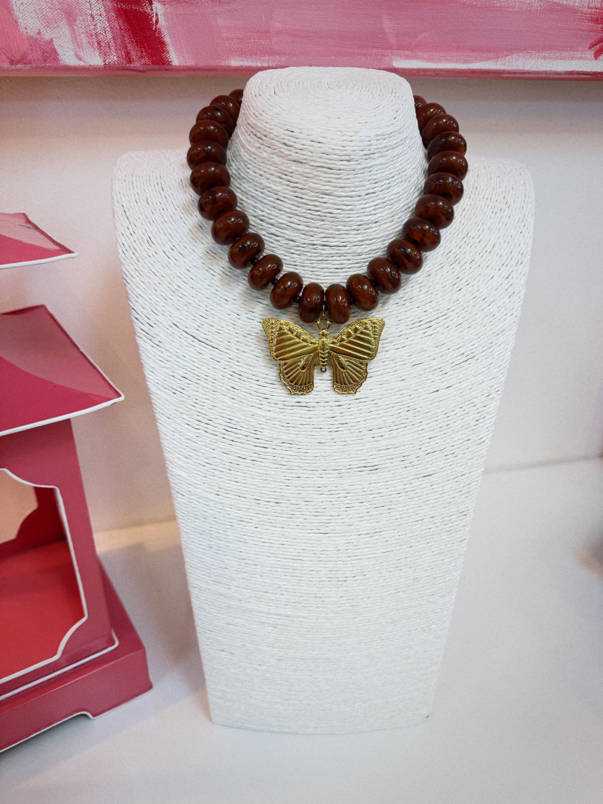 The Social Butterfly Necklace - Brown