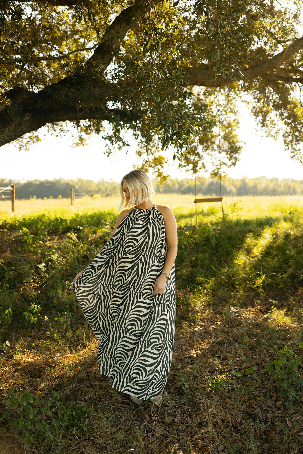 Zebra Halter Maxi Dress