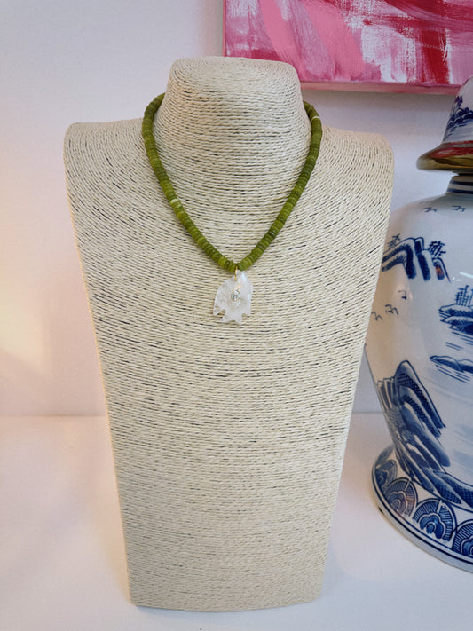 Green Fish Beaded Necklace