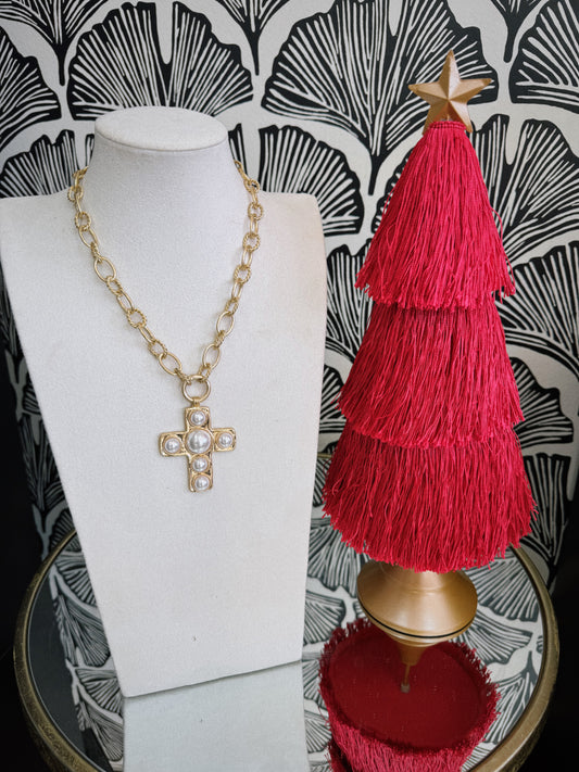 Pretty in Pearls Cross Necklace