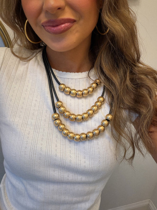 Gilded Glow Necklace - Black