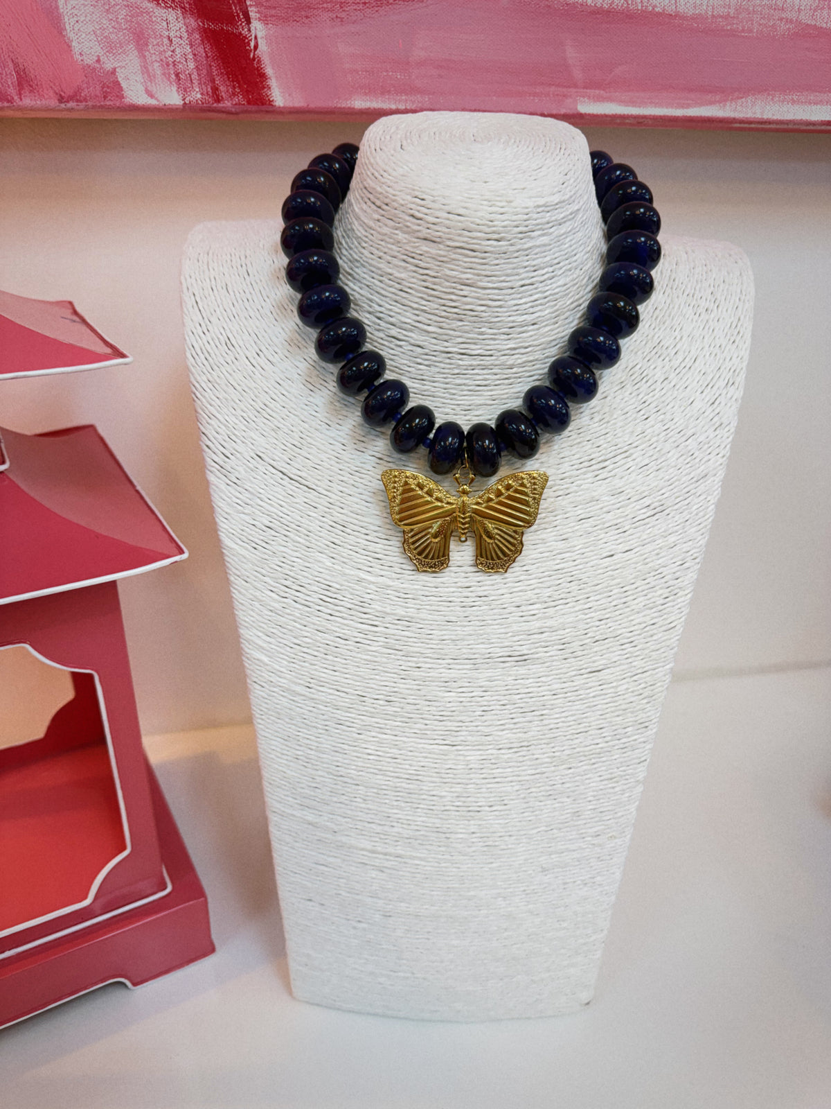 The Social Butterfly Necklace - Navy