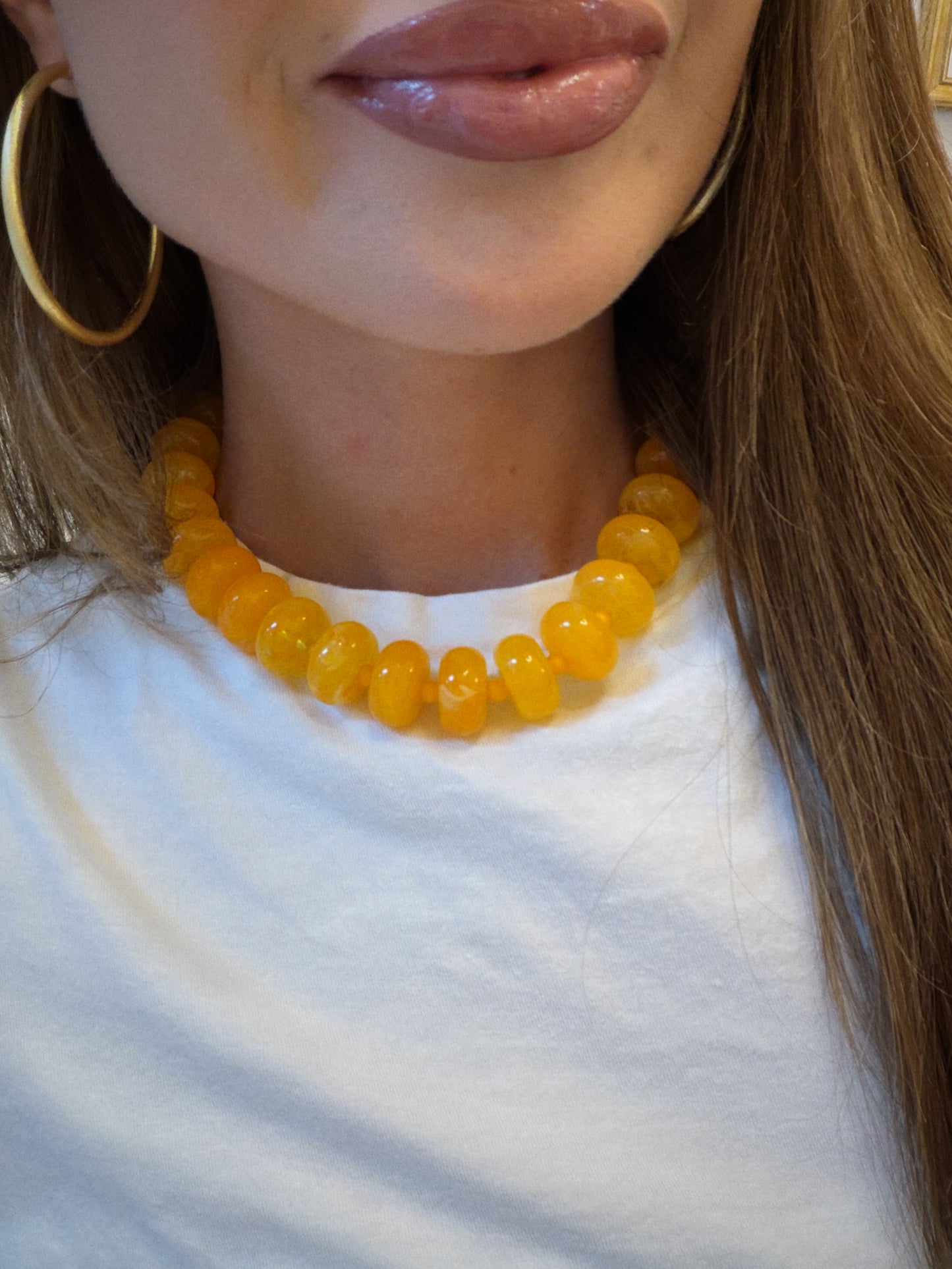 Orange Kisses Beaded Necklace