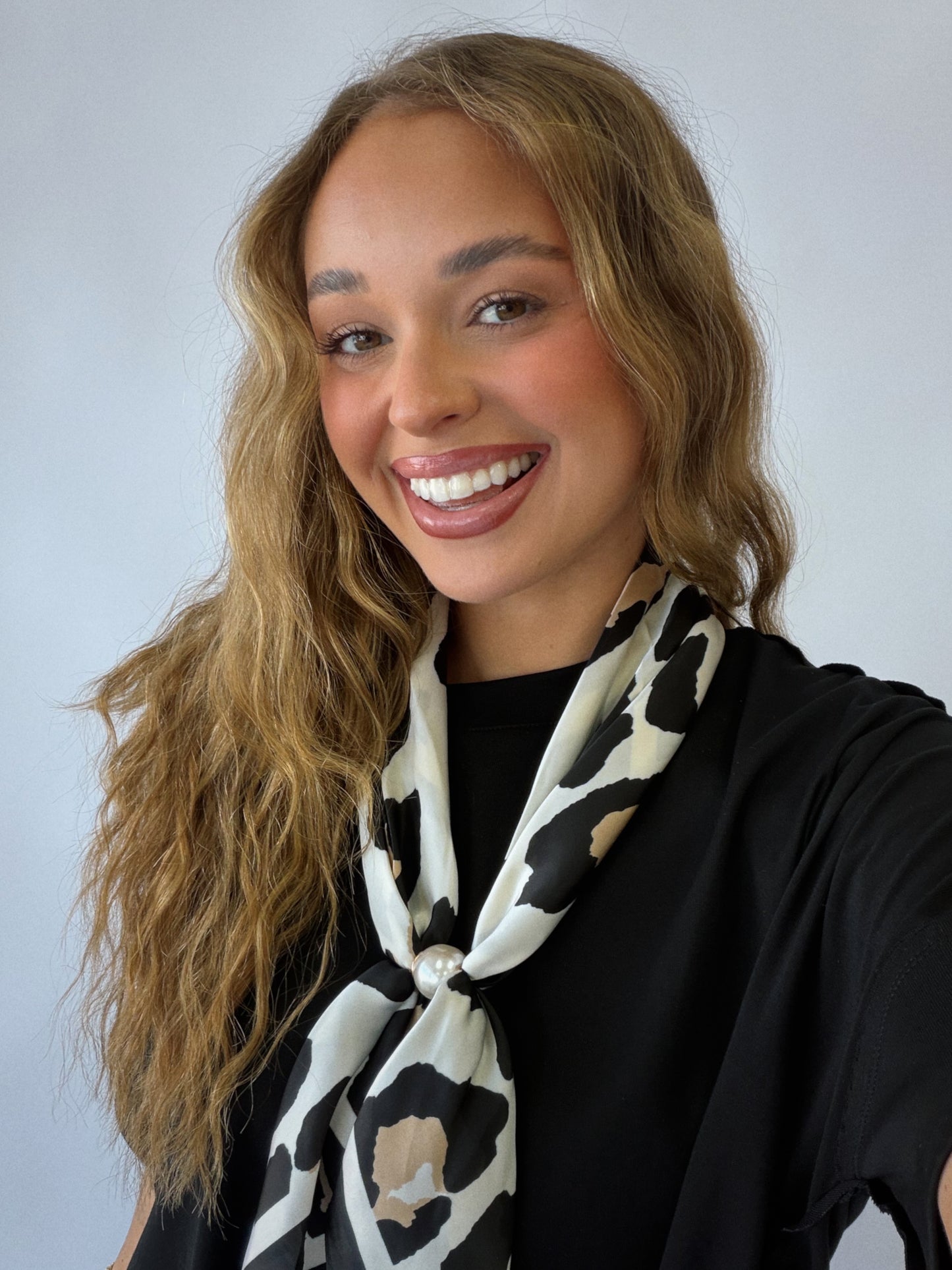 Leopard Pearl Scarf Necklace