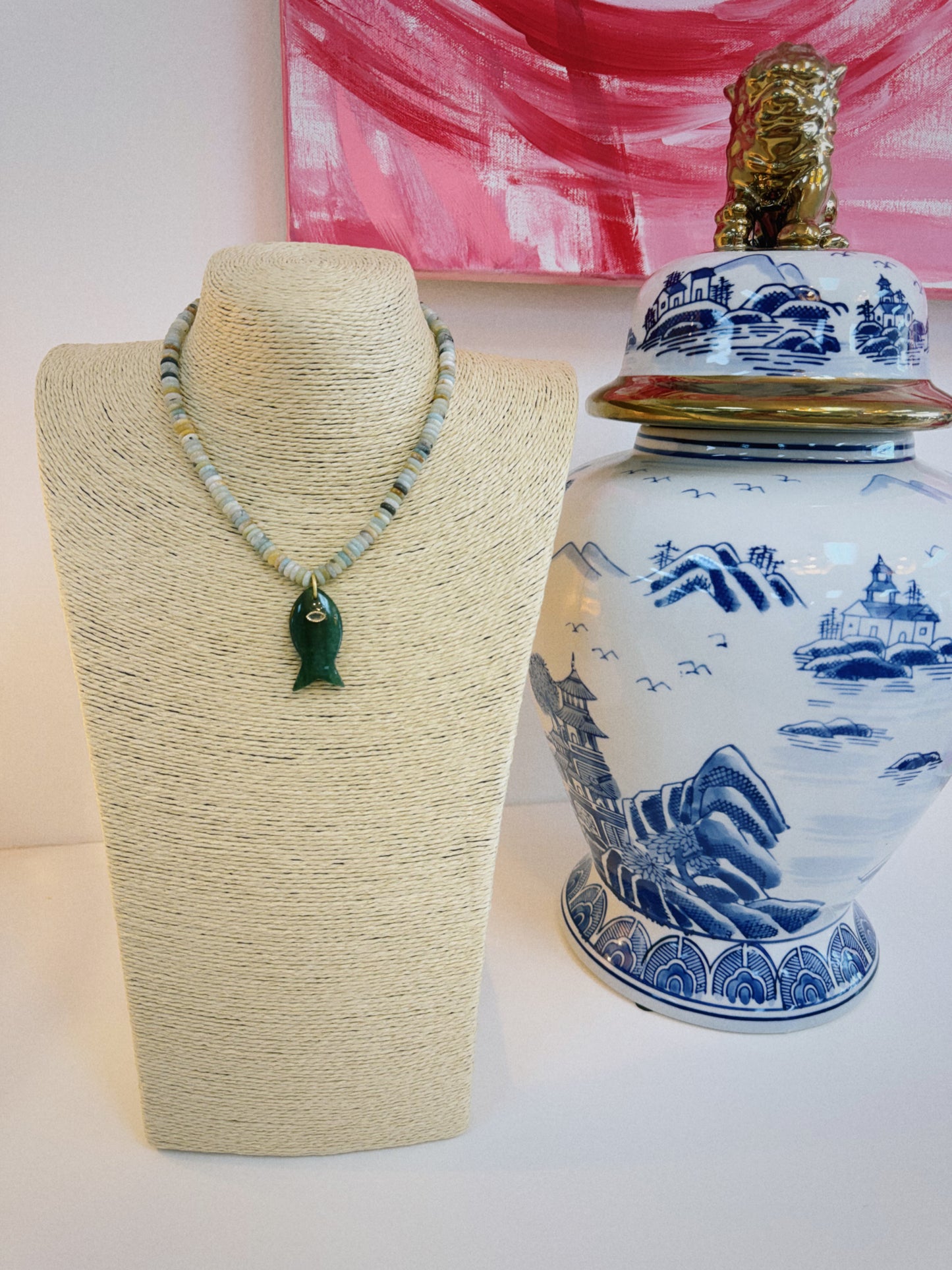 Sandy Fish Beaded Necklace