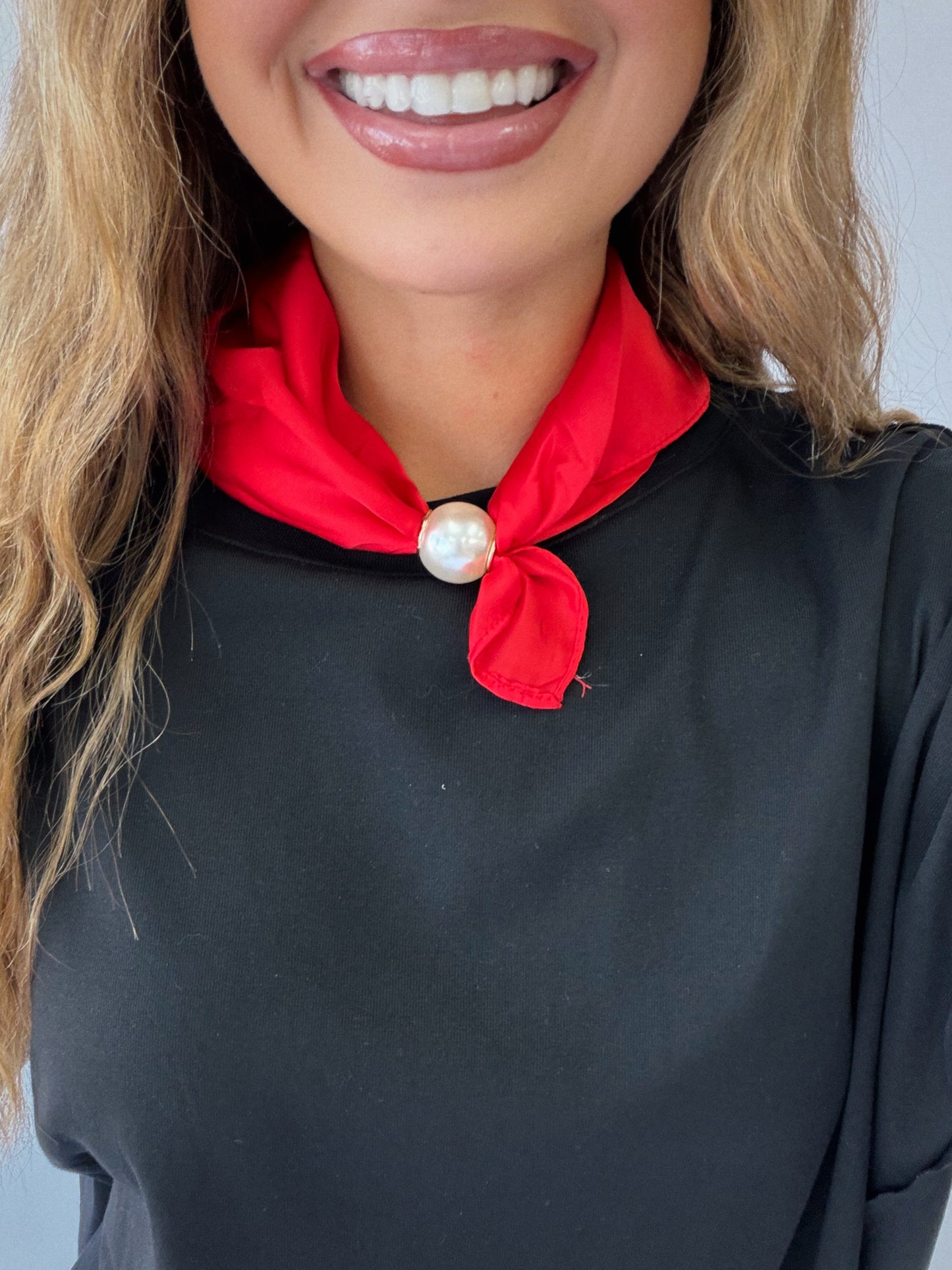 Red Pearl Scarf Necklace
