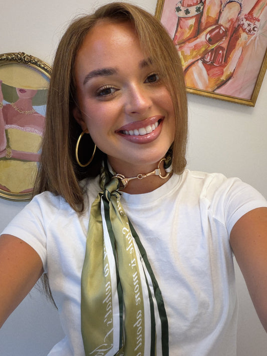 Horsebit Scarf Necklace - Green