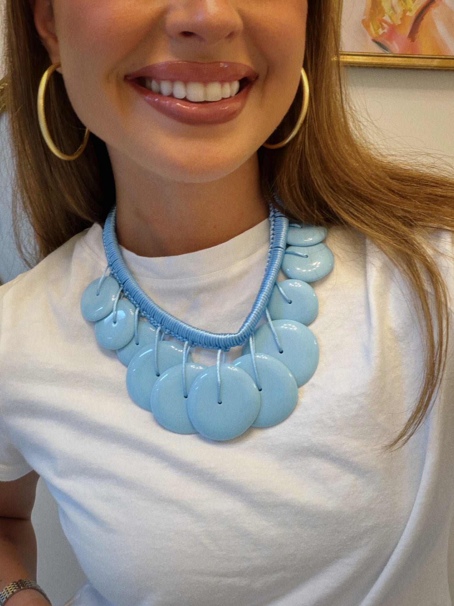 Beaded & Braided Necklace - Blue