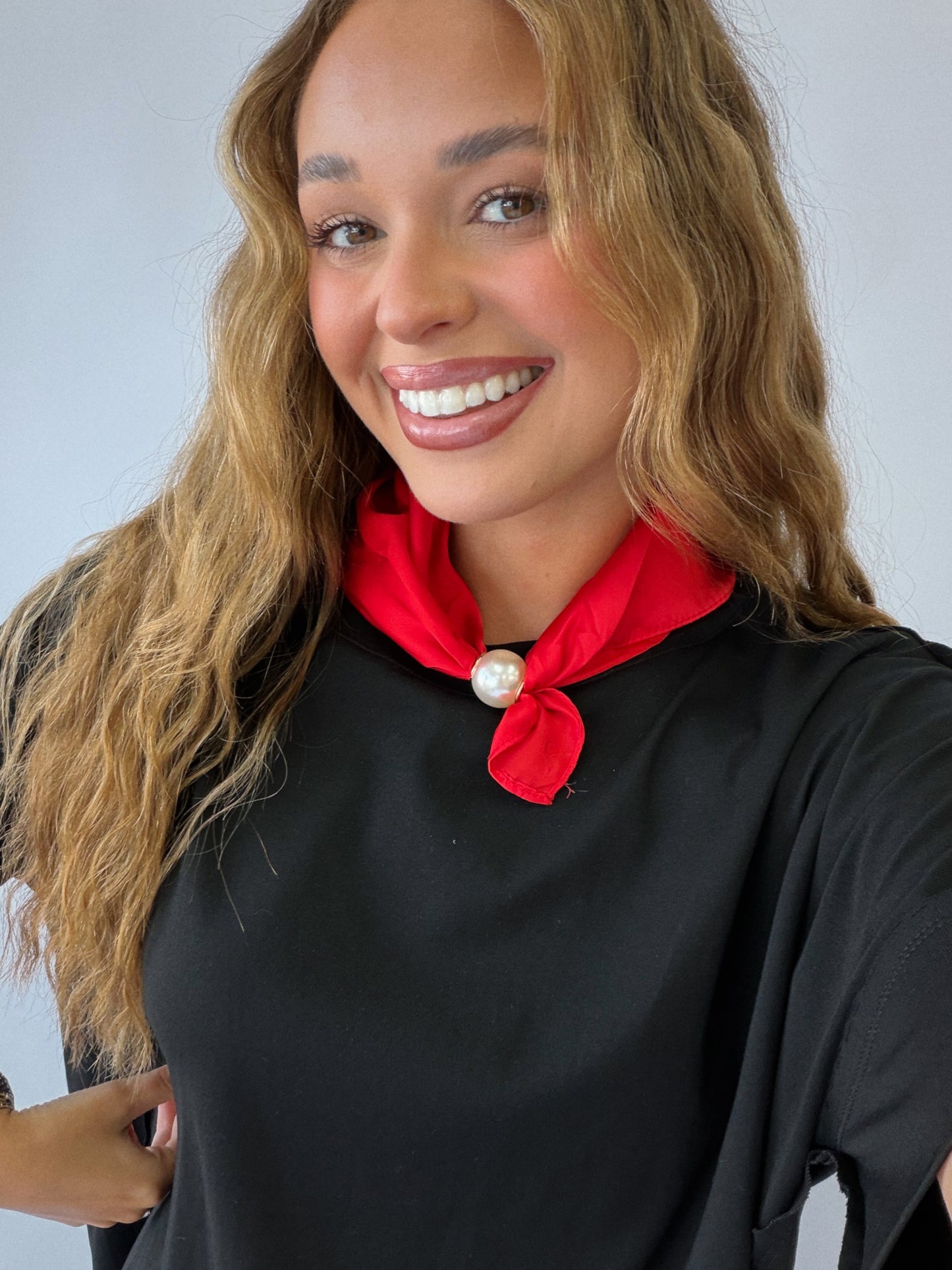 Red Pearl Scarf Necklace