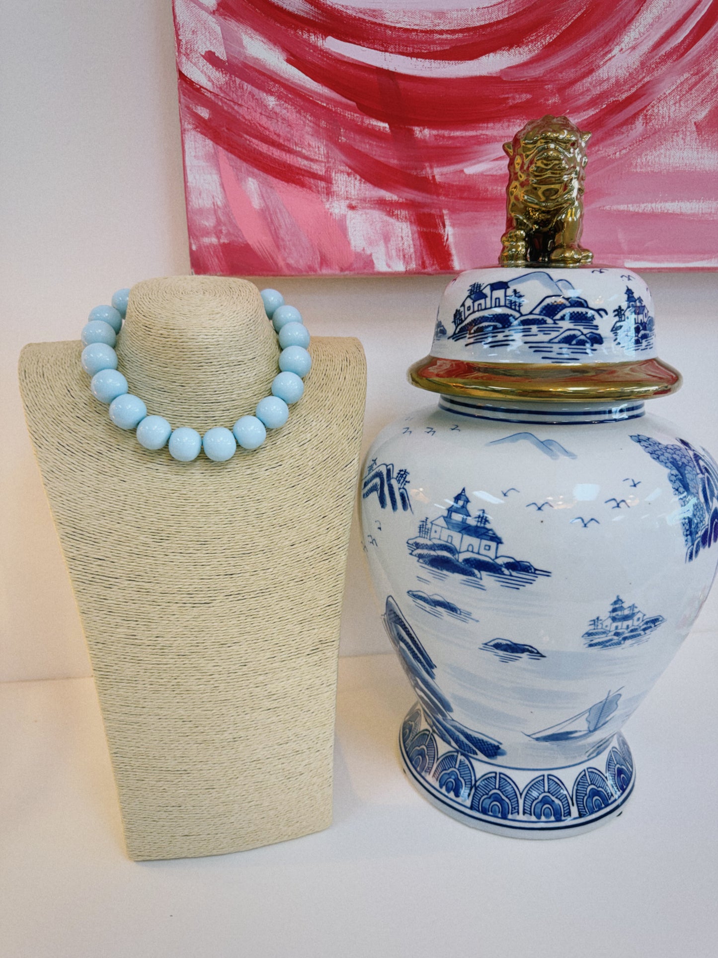 The Happy Beaded Necklace - Light Blue