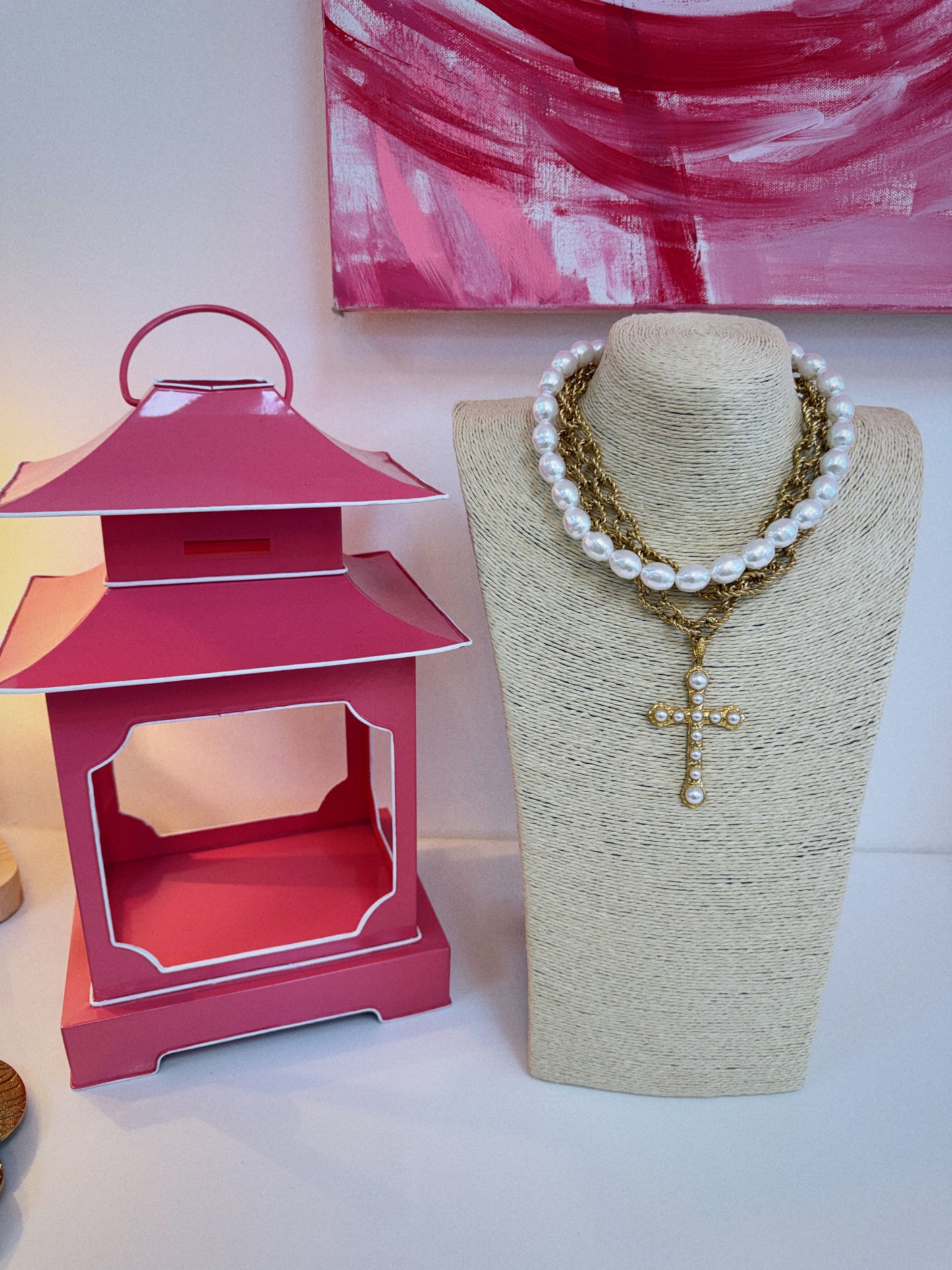 The Gold & Pearl Cross Necklace