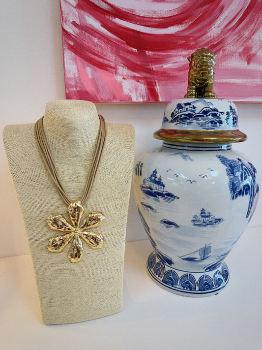 Gold Statement Flower Necklace
