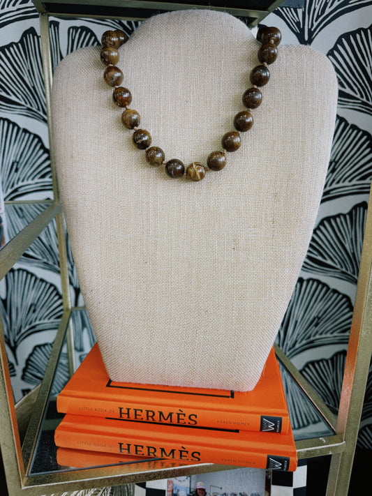 Beaded Love Necklace - Brown