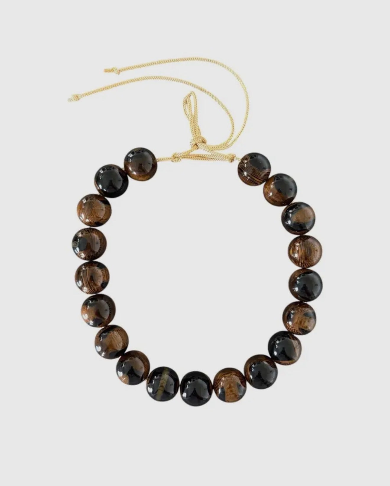 Chunky Beaded Necklace - Woodgrain
