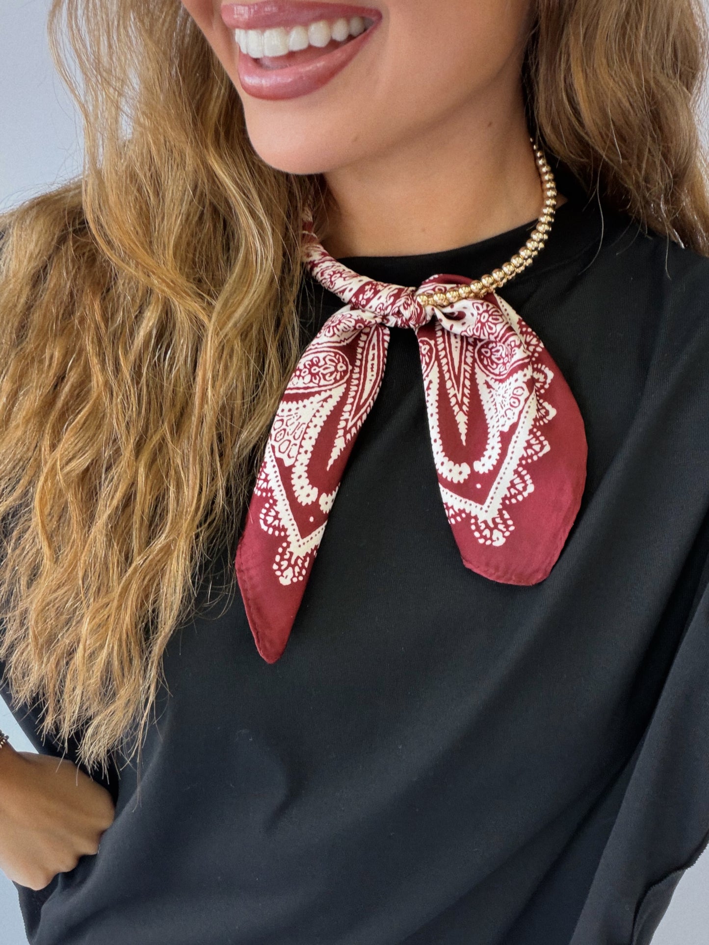 Scarfed & Styled Necklace - Burgundy & White