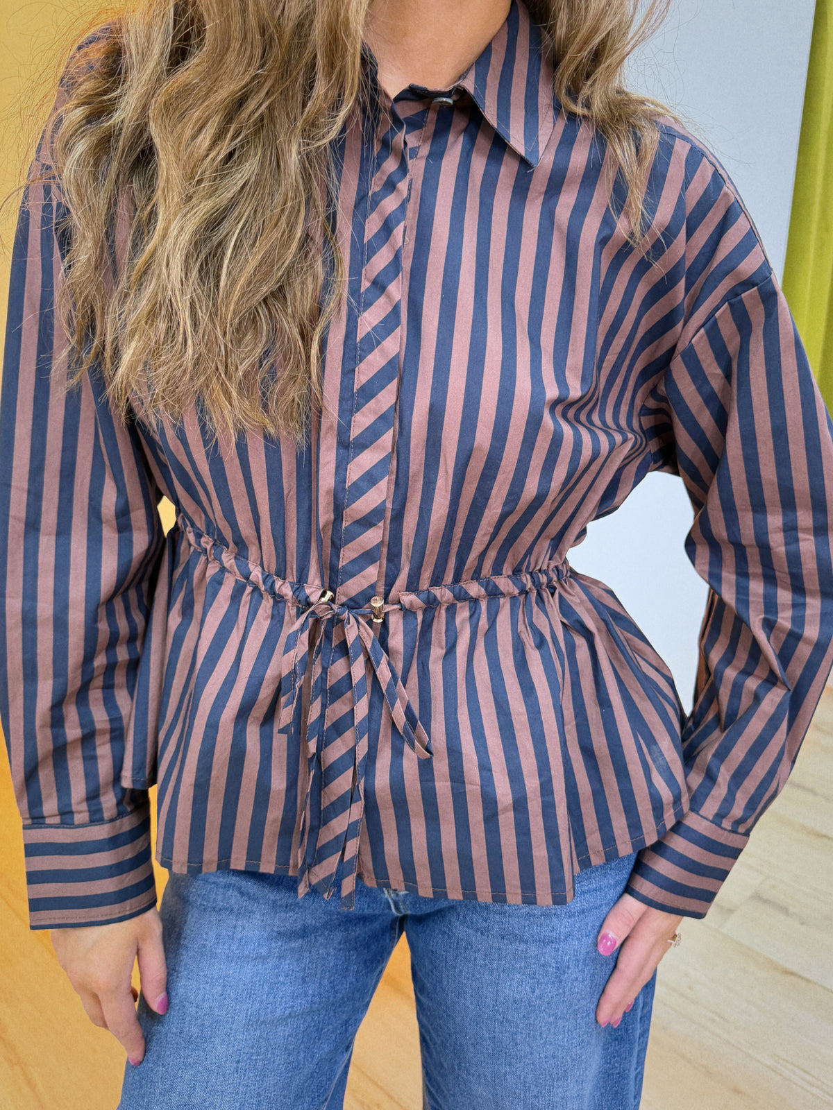 The Tatum Top - Navy/Brown