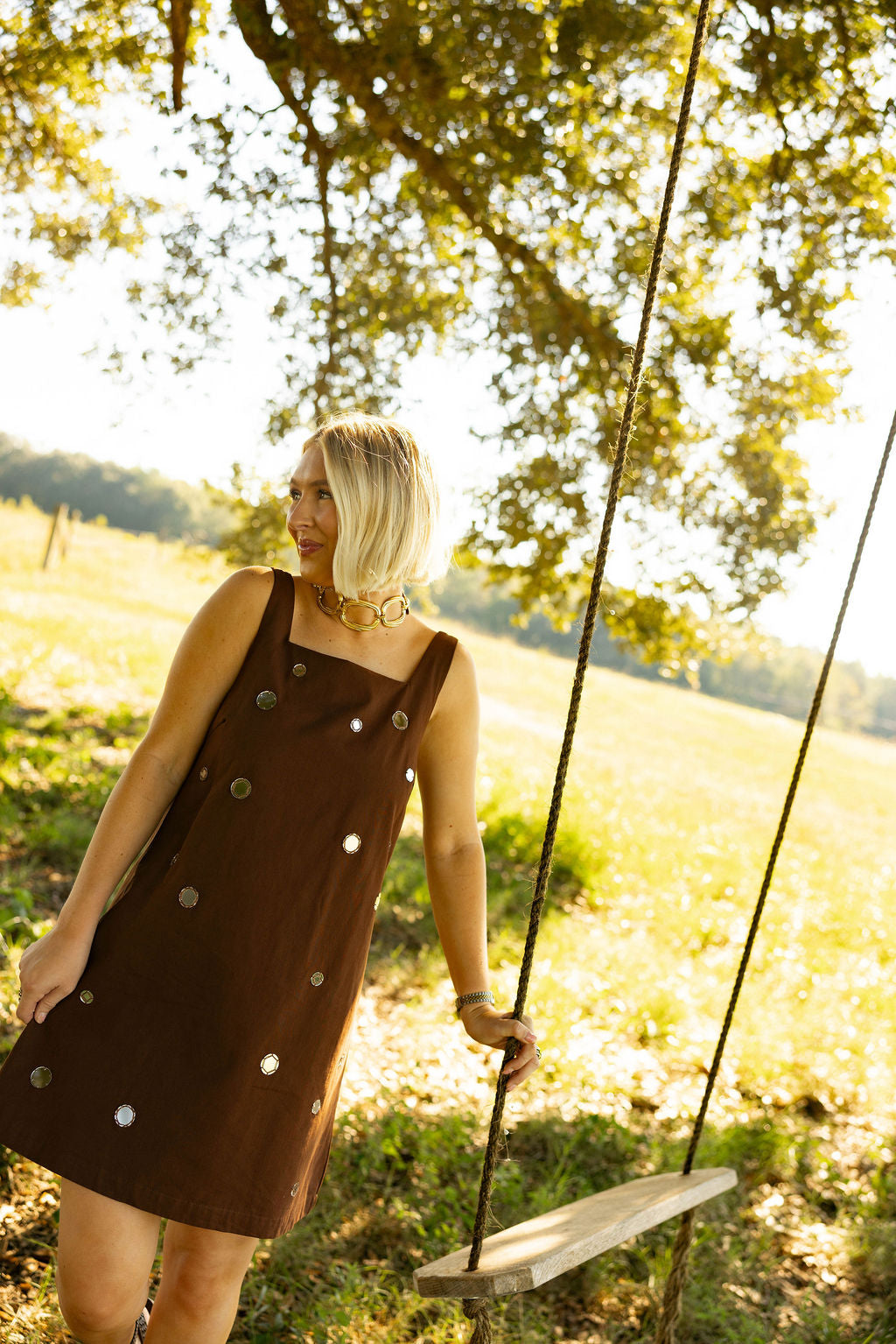 Mirrorball Mini Dress - Brown