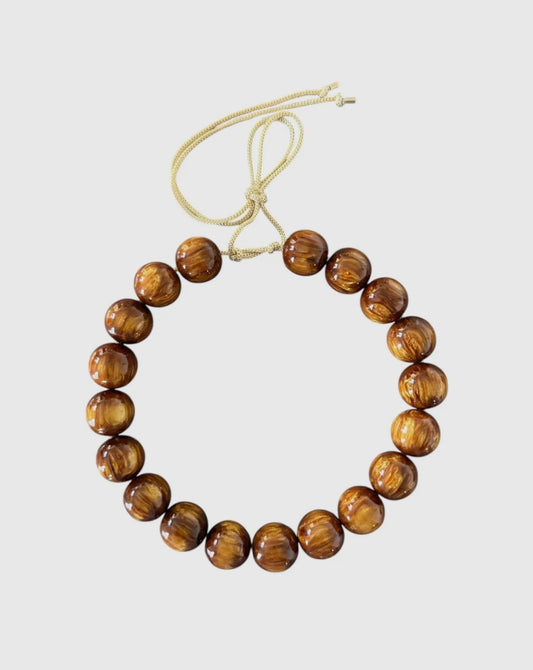 Chunky Beaded Necklace - Maple