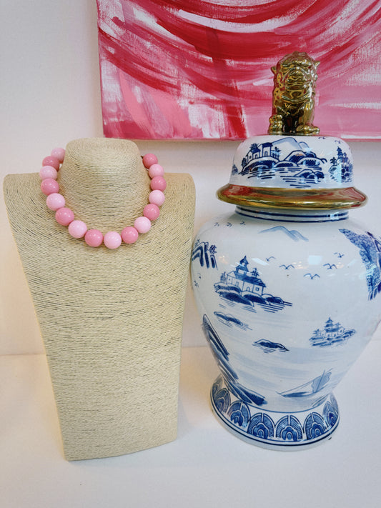 The Happy Beaded Necklace - Light Pink & Dark Pink