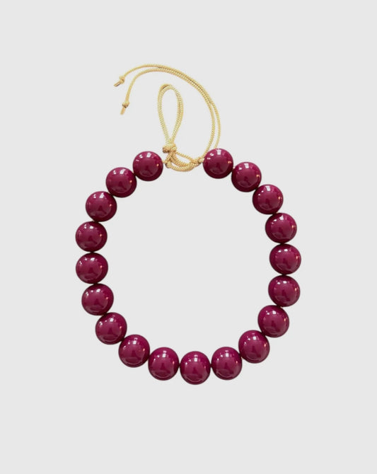 Chunky Beaded Necklace - Raspberry