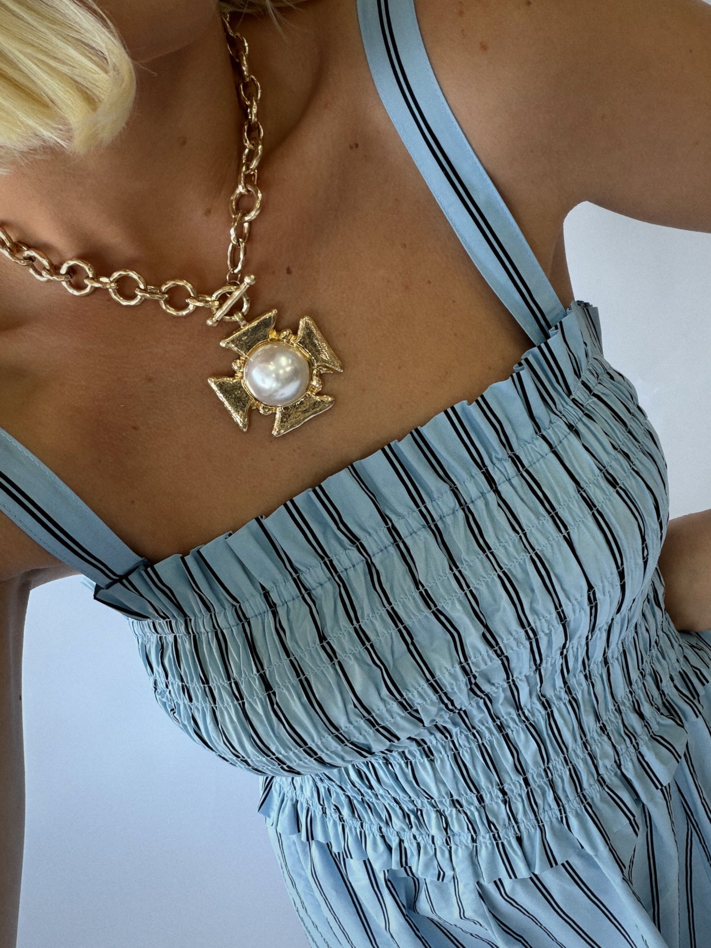 Saturday Spirit Pearl Cross Necklace