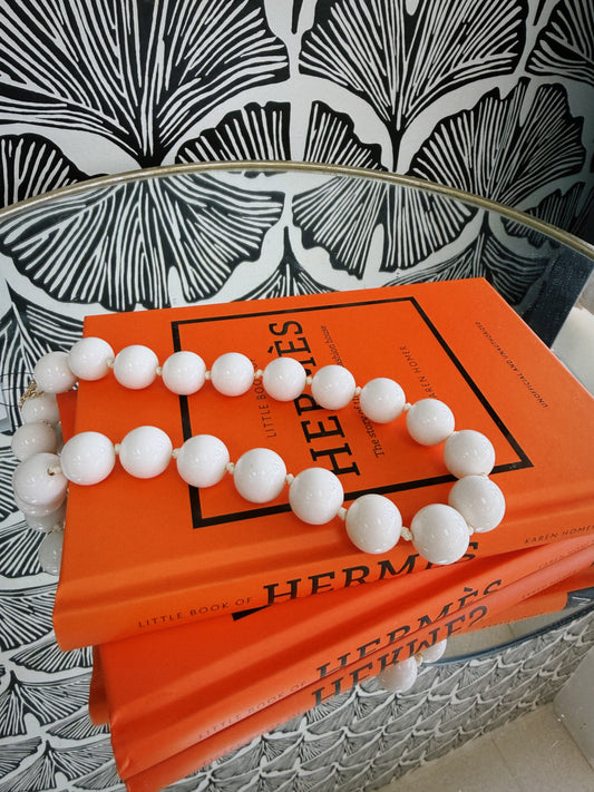 Beaded Love Necklace - Bone