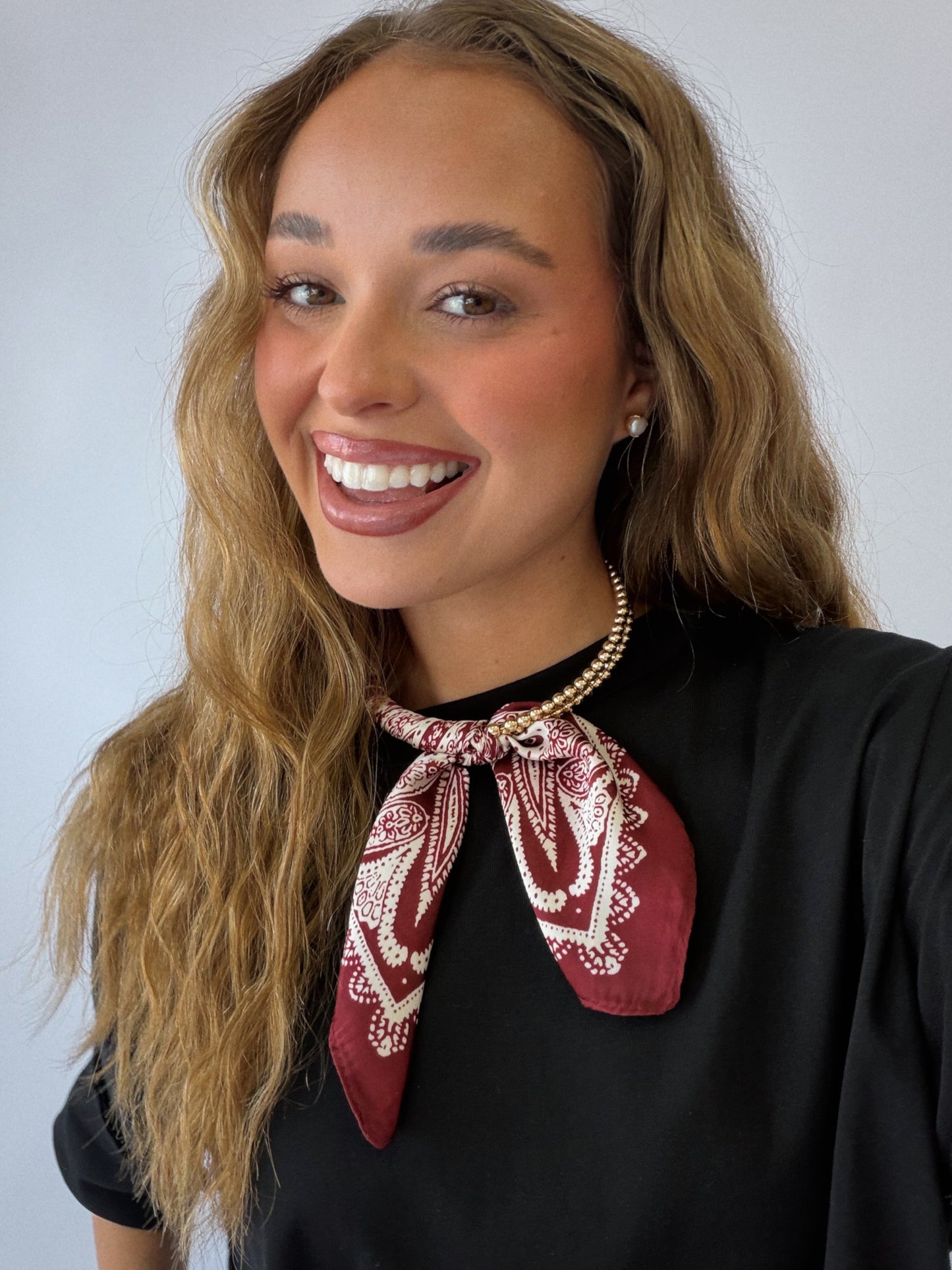 Scarfed & Styled Necklace - Burgundy & White