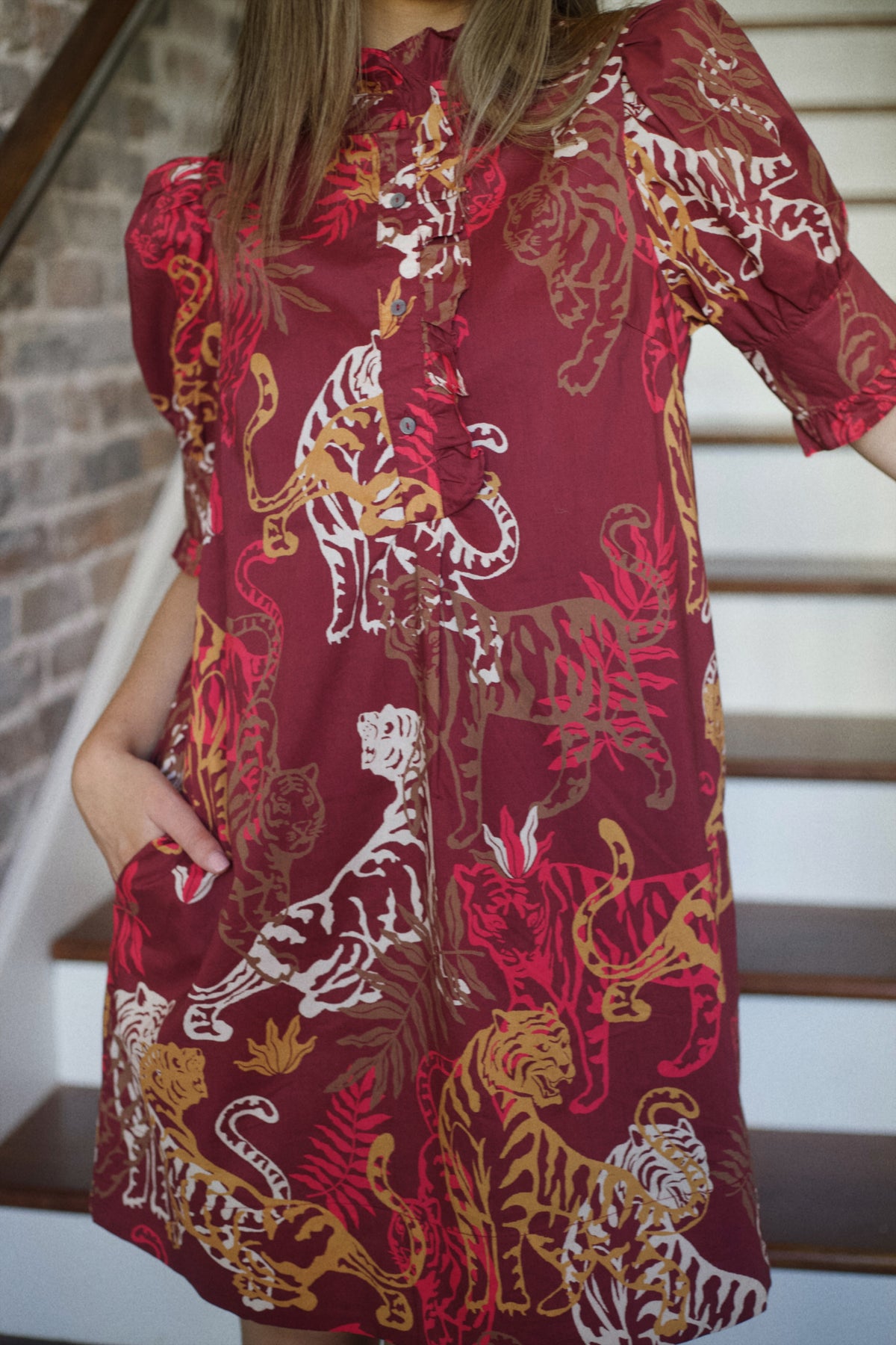 The Tiger Mini Dress - Burgundy