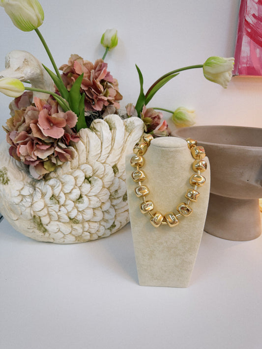 Chunky Beaded Gold Necklace