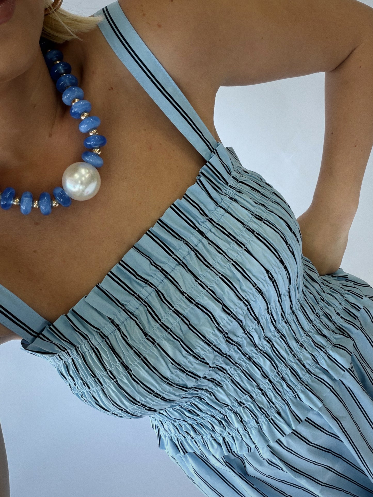 Pearls on the Sideline Necklace - Blue