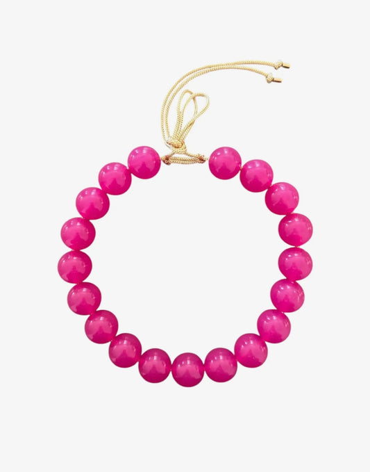 Chunky Beaded Necklace - Hot Pink