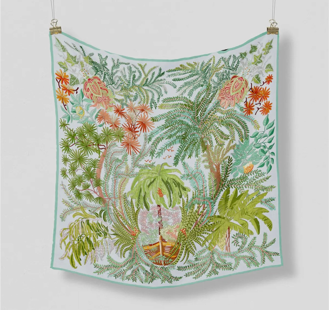 Silky Satin Square Scarf - Green