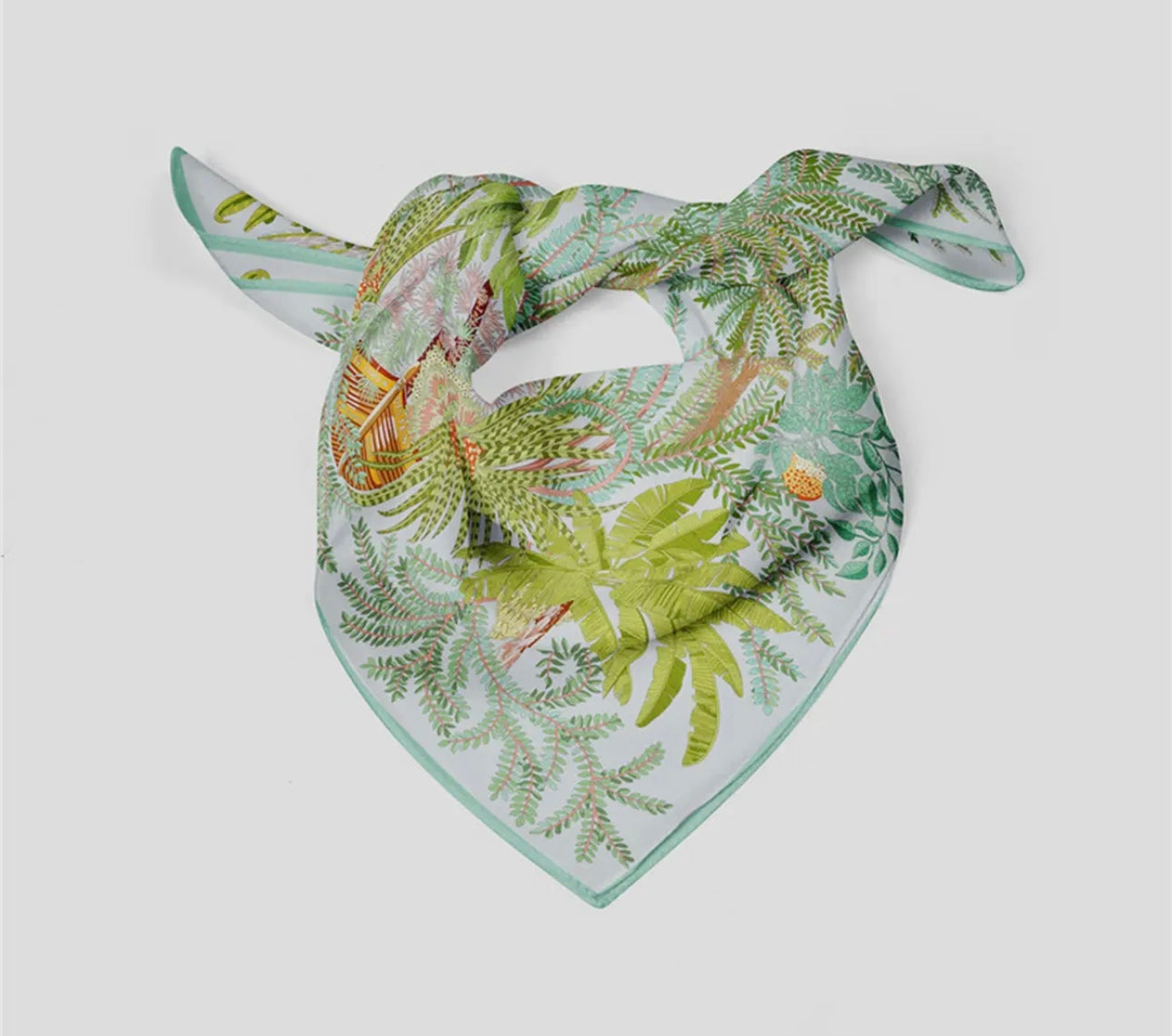 Silky Satin Square Scarf - Green