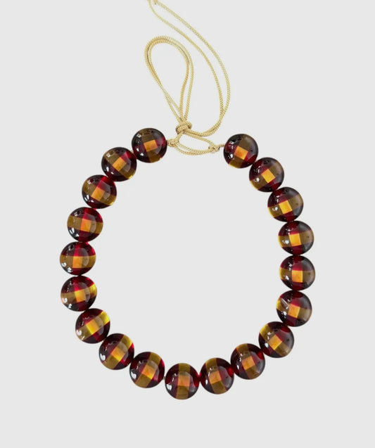 Chunky Beaded Necklace - Fall Plaid