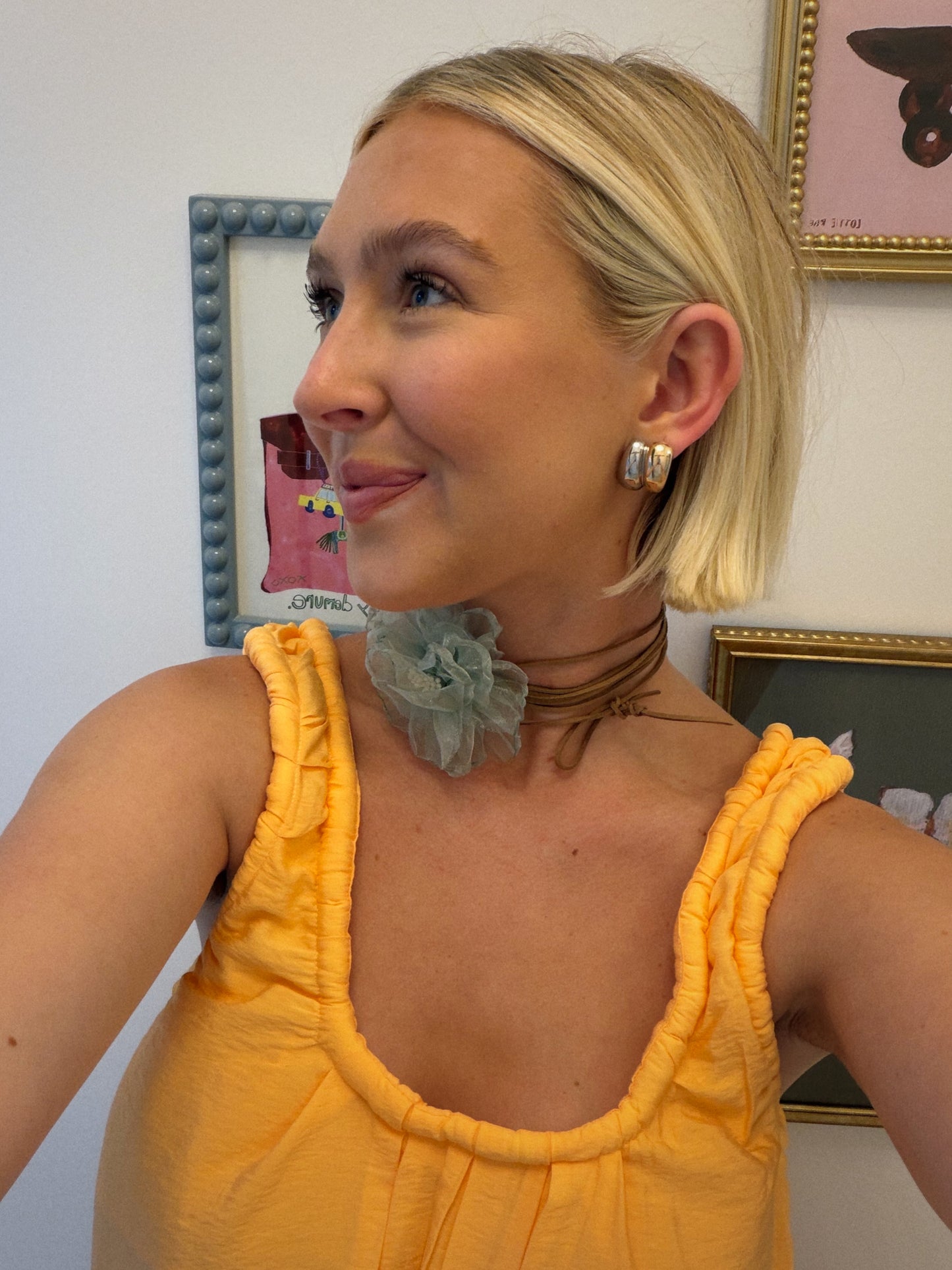 Wrap Flower Necklace - Blue
