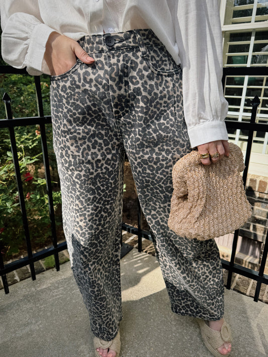 Leopard Barrel Jeans