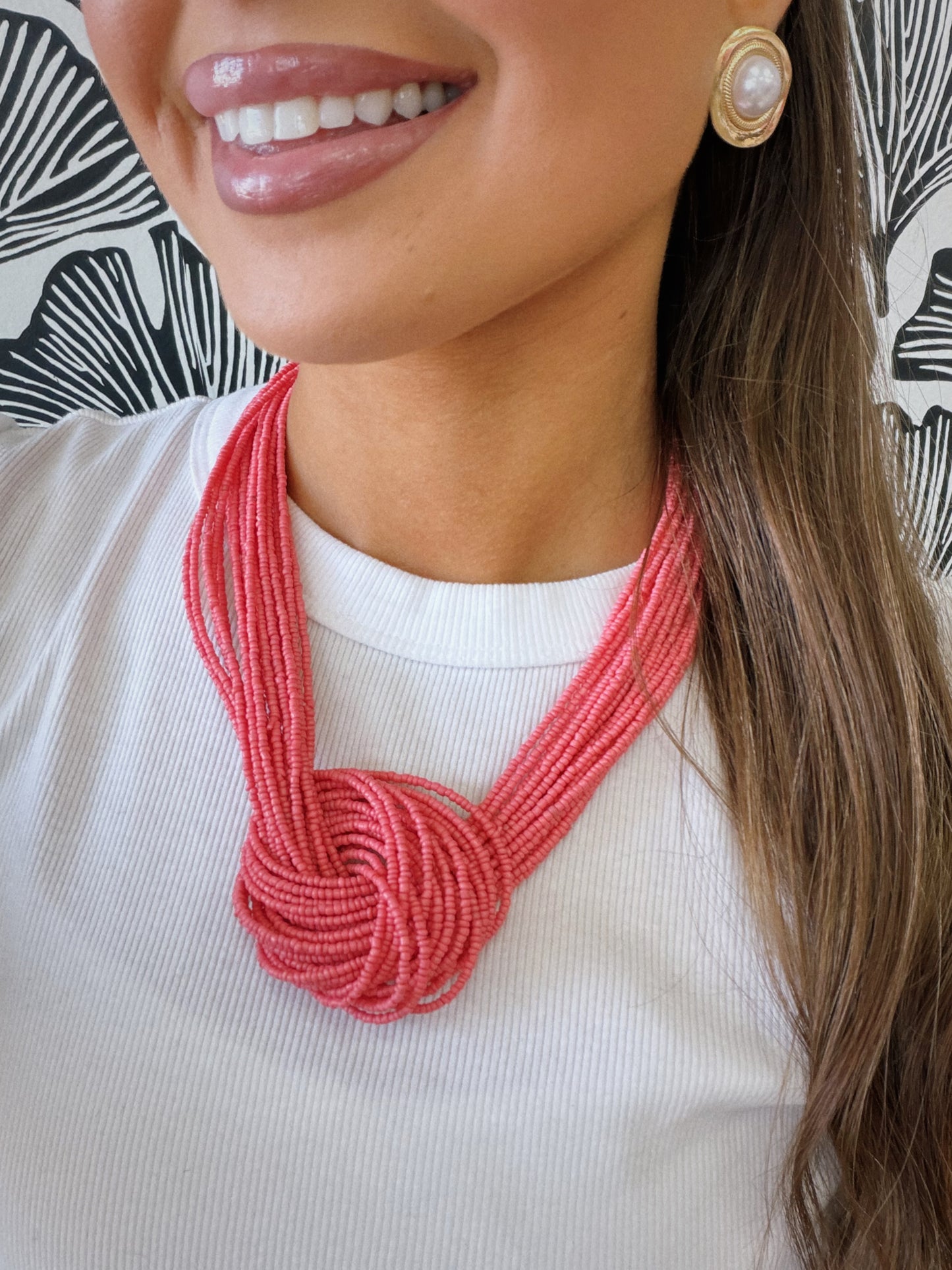 Sail Away Beaded Necklace - Pink